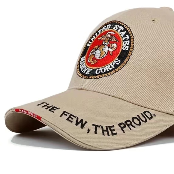 Marine Corps Baseball Cap Patriot Trucker Hat USMC Patch Unisex Men OS Khaki Tan - Picture 3 of 12